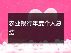 農(nóng)業(yè)銀行年度個(gè)人總結(jié)