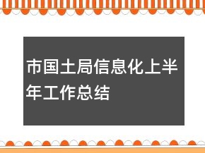 市國土局信息化上半年工作總結(jié)