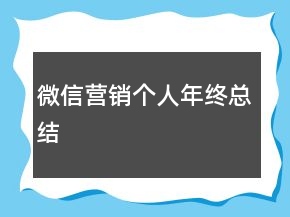 微信營銷個人年終總結(jié)