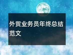 外貿業(yè)務員年終總結范文