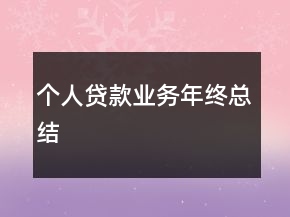 個人貸款業(yè)務(wù)年終總結(jié)