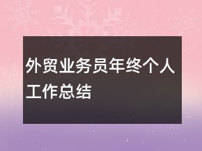 外貿(mào)業(yè)務(wù)員年終個人工作總結(jié)