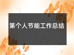 第個人節(jié)能工作總結