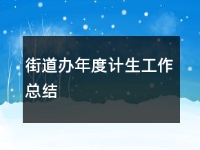 街道辦年度計生工作總結(jié)