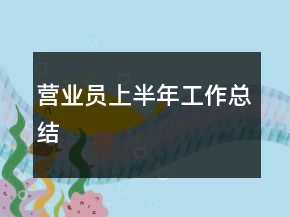 營(yíng)業(yè)員上半年工作總結(jié)