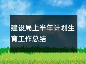 建設(shè)局上半年計劃生育工作總結(jié)