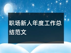 職場新人年度工作總結(jié)范文
