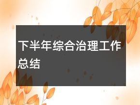 下半年綜合治理工作總結