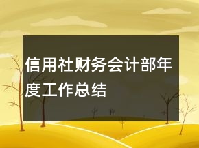 信用社財務(wù)會計部年度工作總結(jié)