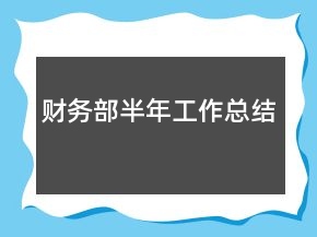財務(wù)部半年工作總結(jié)