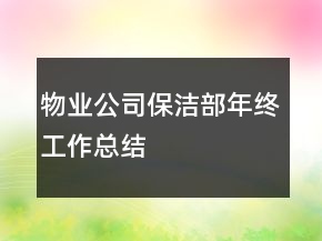 物業(yè)公司保潔部年終工作總結(jié)