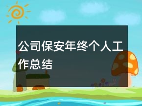 公司保安年終個(gè)人工作總結(jié)