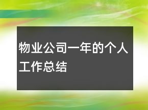 物業(yè)公司一年的個人工作總結(jié)