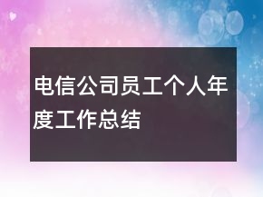 電信公司員工個人年度工作總結(jié)