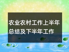 農(nóng)業(yè)農(nóng)村工作上半年總結(jié)及下半年工作計(jì)劃