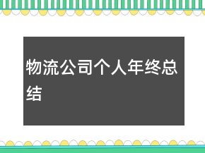 物流公司個人年終總結(jié)