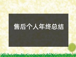 售后個(gè)人年終總結(jié)