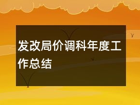發(fā)改局價調(diào)科年度工作總結(jié)