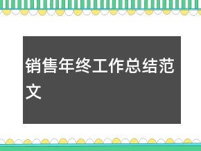 銷售年終工作總結范文
