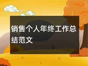 銷售個(gè)人年終工作總結(jié)范文