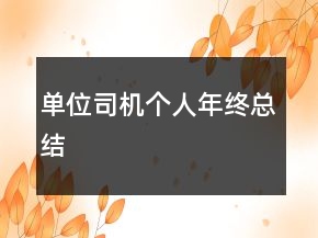 單位司機個人年終總結