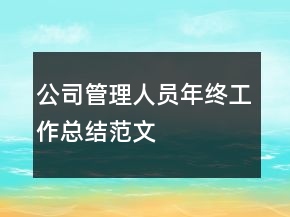 公司管理人員年終工作總結(jié)范文