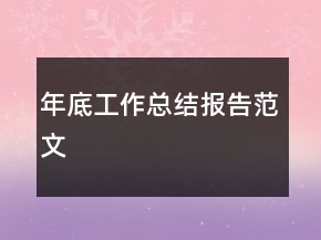 年底工作總結報告范文