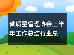 省質(zhì)量管理協(xié)會(huì)上半年工作總結(jié)行業(yè)總結(jié)