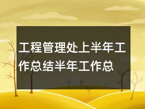 工程管理處上半年工作總結半年工作總結