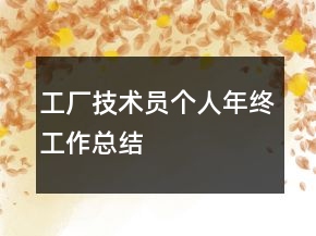 工廠技術(shù)員個人年終工作總結(jié)