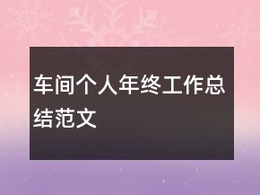 車間個人年終工作總結(jié)范文