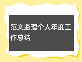 范文監(jiān)理個(gè)人年度工作總結(jié)