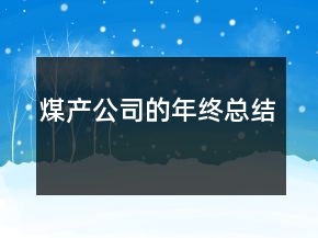 煤產(chǎn)公司的年終總結(jié)
