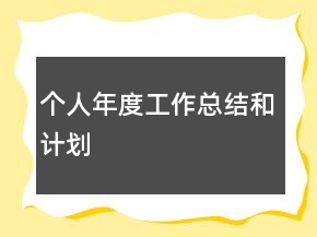 個(gè)人年度工作總結(jié)和計(jì)劃