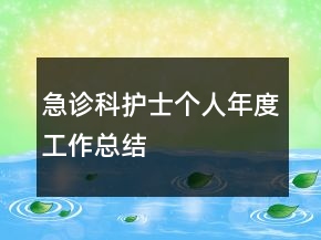 急診科護士個人年度工作總結