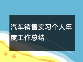 汽車銷售實(shí)習(xí)個(gè)人年度工作總結(jié)