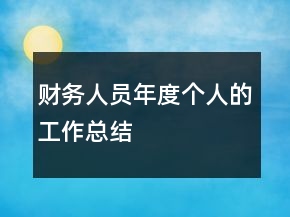 財務(wù)人員年度個人的工作總結(jié)