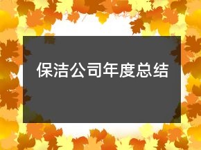 保潔公司年度總結(jié)