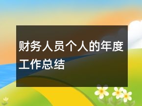 財務(wù)人員個人的年度工作總結(jié)