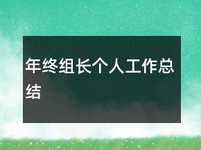 年終組長個人工作總結(jié)