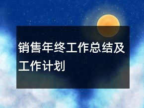 銷售年終工作總結(jié)及工作計(jì)劃
