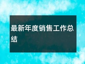 最新年度銷售工作總結(jié)