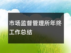市場監(jiān)督管理所年終工作總結(jié)