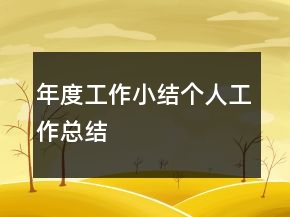 年度工作小結(jié)個(gè)人工作總結(jié)