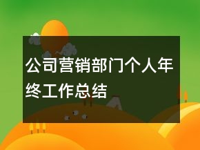 公司營(yíng)銷(xiāo)部門(mén)個(gè)人年終工作總結(jié)