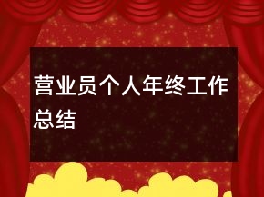 營業(yè)員個人年終工作總結(jié)