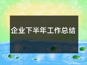 企業(yè)下半年工作總結(jié)