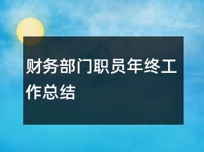 財(cái)務(wù)部門職員年終工作總結(jié)