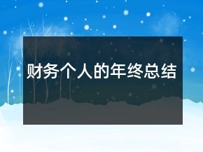 財務(wù)個人的年終總結(jié)