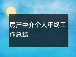 房產(chǎn)中介個人年終工作總結(jié)